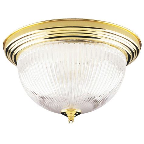 Westinghouse 2 Light Ceiling Fixture Polished Brass Interior Flush Mount With Crystal Ribbed