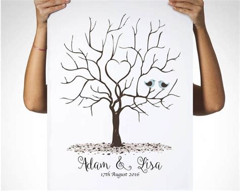 Wedding Fingerprint Tree Personalised With Love Birds Albero Libro