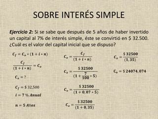 Ejercicios resueltos sobre interés simple y compuesto PPT