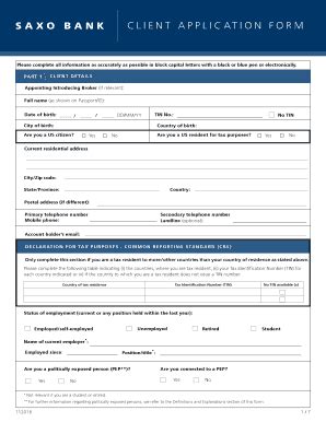 Fillable Online Home Account Form For Private Applicants Saxo Bank