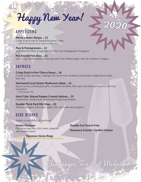 New Years Eve Menu Template