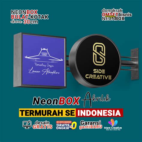 Jual Neon Box Kotak Bulat Indoor Outdoor Cm Hingga Cm Satu Muka