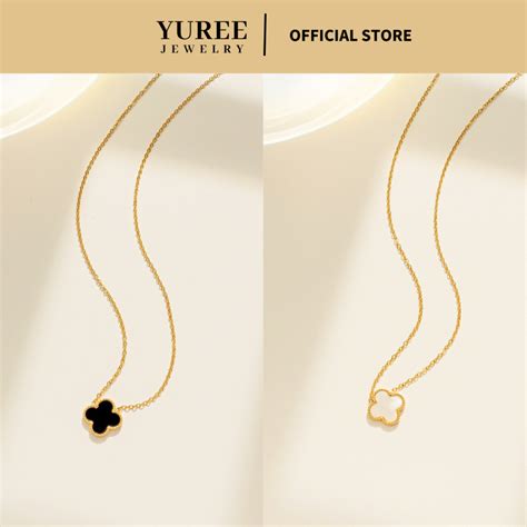 Jual Yuree Clover Necklace K Gold Plated Perhiasan Kalung Clover