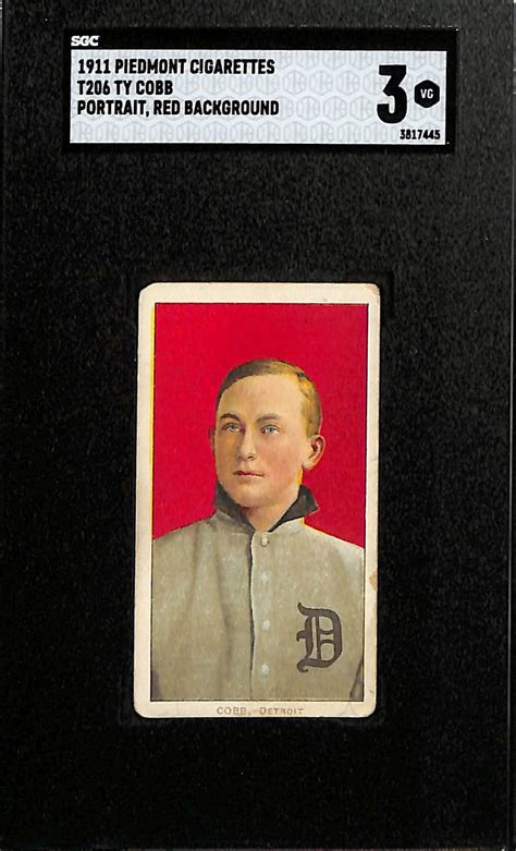 Lot Detail 1909 11 T206 Ty Cobb Portrait Tobacco Card Red Background