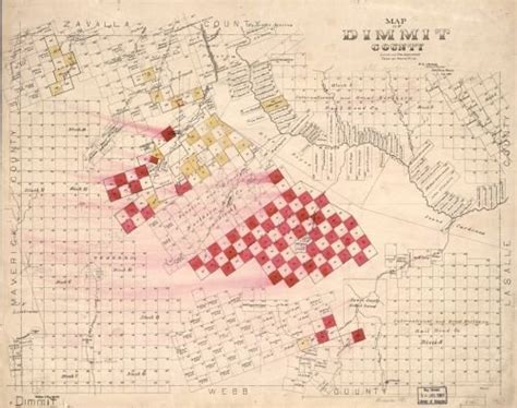 1897 Map Of Dimmit County Land And Tax Department Texas And Pacific