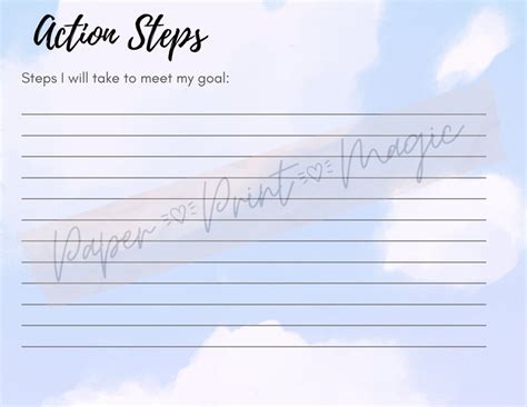 Kawaii Goal Setting Card Goal Tracker Printable Goal Card Focus