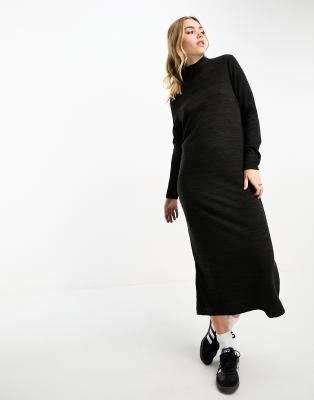 Vero Moda Svart Stickad Maxikl Nning Med Polokrage Asos