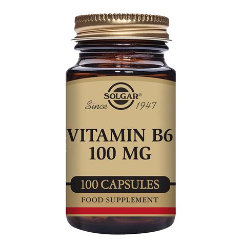 Vitamin B6 100 Mg Vegetable Capsules Pack Of 100 Solgar