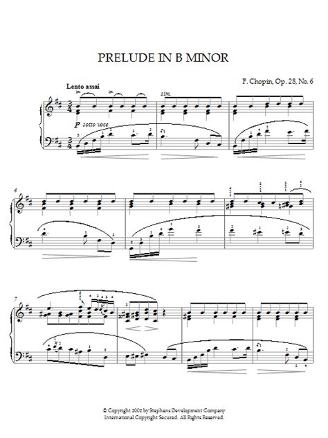 Prelude In B Minor Op 28 No 6 By Frederic Chopin Sheet Music For