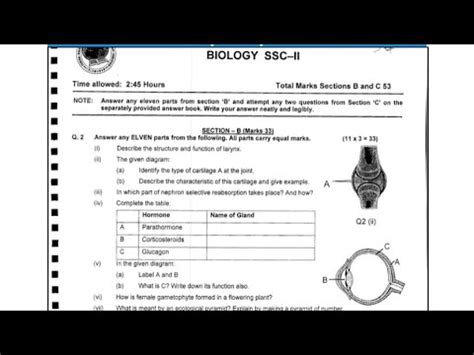 10th Biology 5 Years Past Papers Fbise Biology Class 10 Past Papers