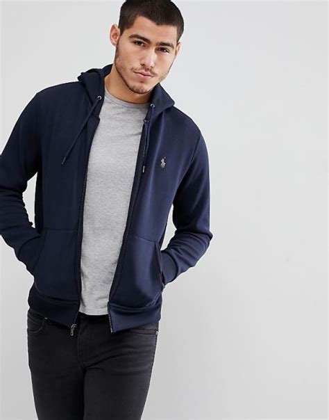 Polo Ralph Lauren Player Logo Full Zip Hoodie In Navy Asos