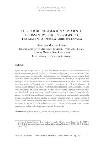 El deber de información al paciente el consentimiento informado y el