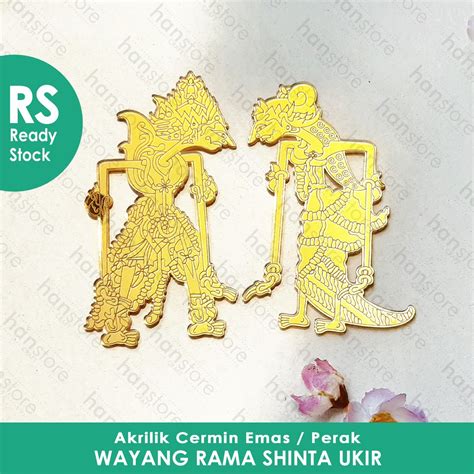 Wayang Rama Shinta MOTIF Cm Akrilik Cermin Emas Perak Dekorasi