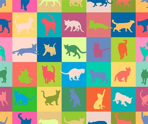 seamless colourful cat  square wallpaper background  vector