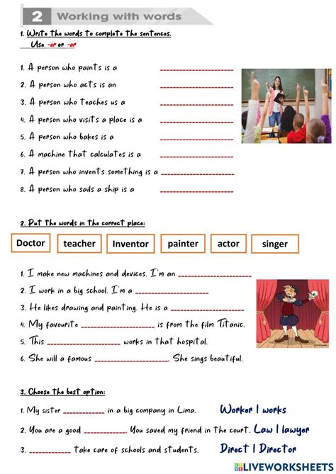 Suffixes Er Or Worksheet Live Worksheets Worksheets Library