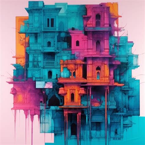 Premium Ai Image A Brightly Colored Building With Multiple Balconies