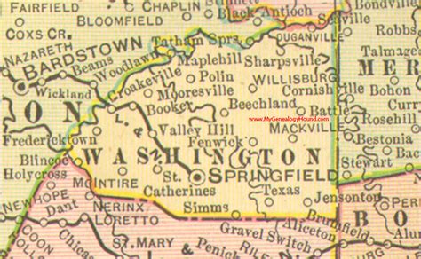 Washington County, Kentucky 1905 Map Springfield, KY