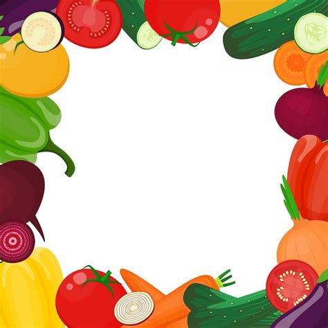 Premium Vector Vegetable Square Frame With Empty Space For Text