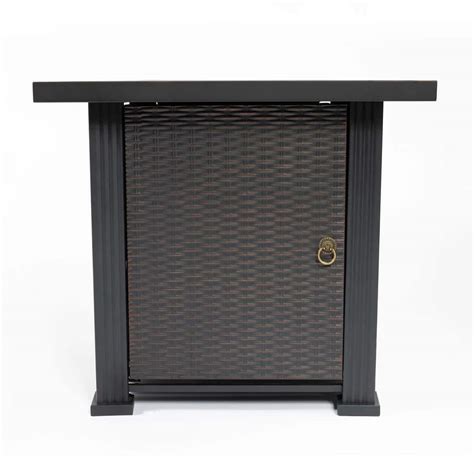 28 in. Square Metal Outdoor Propane Fire Pit Table with Lid Steel ...