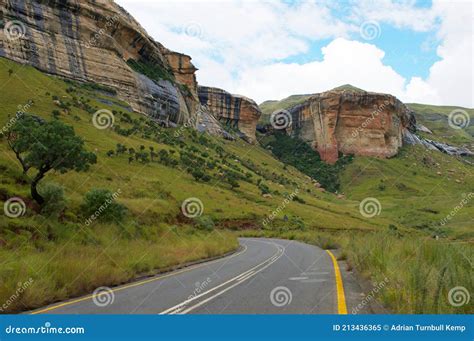 View of Sandstone Cliffs from Main Road, Golden Gate Highlands National Park. Stock Image ...