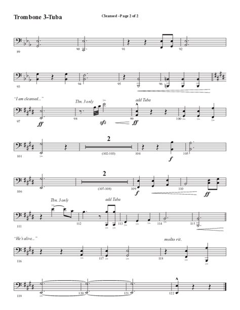 Cleansed Choral Anthem Satb Trombone Tuba Sheet Music Pdf Word Music