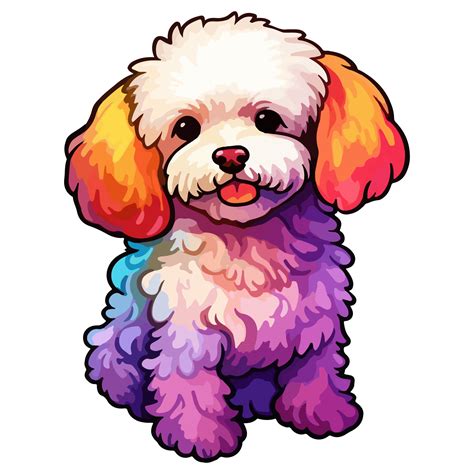 Colorful Bichon Frise Dog Bichon Frise Portrait Dog Sticker Clip Art