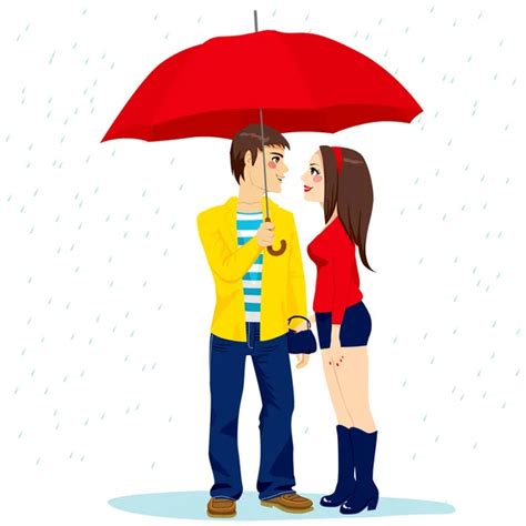 Kissing Couple With Umbrella Vector Illustration — Stock Vector © Leonido 9028223