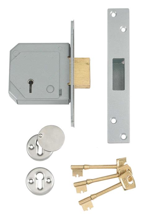 BS 5 Lever Mortice Deadlock 40mm Backset Satin Chrome UNION