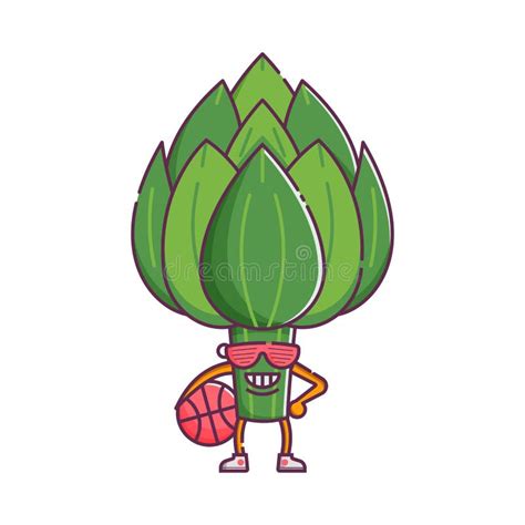 Artichoke Character With Happy Emotion Stock Vector Illustration Of