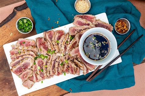 Grilled Ahi Tuna Steaks With Sesame Soy Dipping Sauce Girls Can Grill