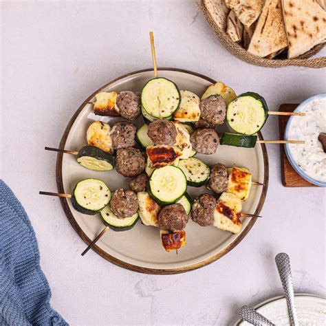 Bbq Lamb Zucchini And Halloumi Kebabs Recipe Woolworths