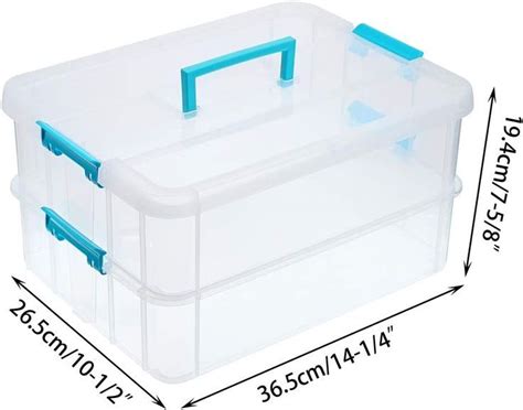 BTSKY 2 Layer Stack Carry Box Plastic Multipurpose Portable Storage