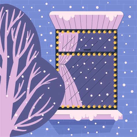 Free Vector Flat Winter Window Illustration