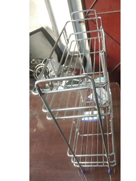 Rectangular Polished Stainless Steel Two Layer Kitchen Rack Size