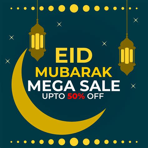 Eid Mubarak Mega Sale Up To Fifty Percent Off Square Banner For