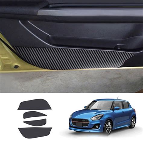 Pcs Car Carbon Fiber Door Anti Kick Pad Side Edge Protection Mat Cover