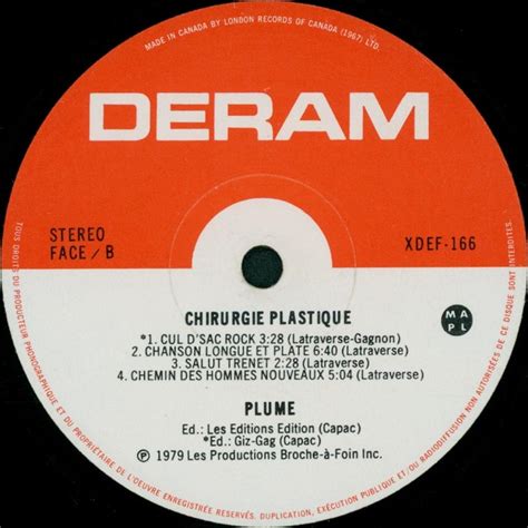 Chirurgie Plastique 1979 Plume Latraverse