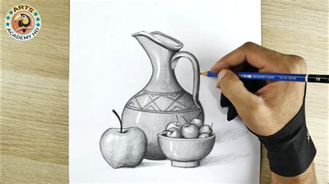 Still Life Drawing With Graphite Pencil Drawing Dibujo رسم طبيعة