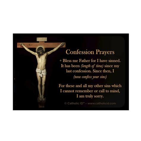 Catholic Id Card Confession Prayer Reverse Side Act Of Contrition Wallet Size Idc F C