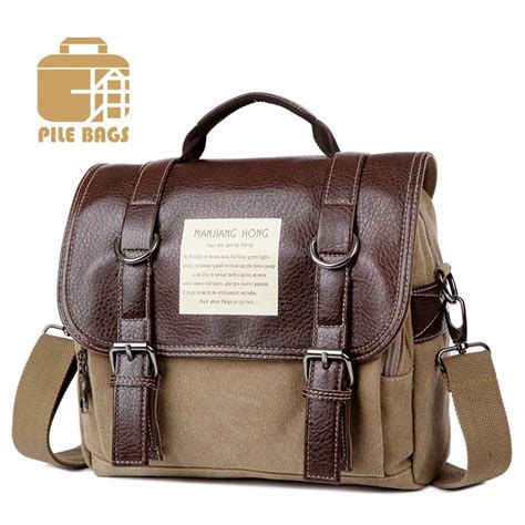 School Book Bags Men Leather Satchel Man Handbag Canvas Messenger Bags