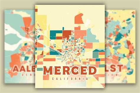 Merced California Colorful Map Graphic By Poster Boutique · Creative