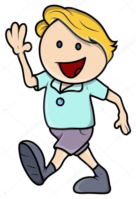 Happy Boy Walking - Vector Cartoon Illustration — Stock Vector © baavli ...