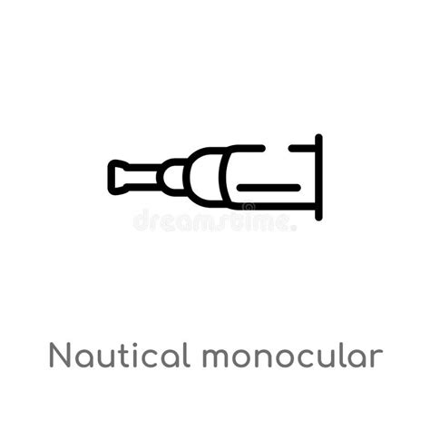 Outline Nautical Monocular Vector Icon Isolated Black Simple Line Element Illustration From