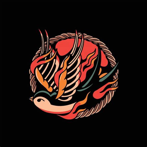 Burning Swallow Tattoo Design 50758482 Vector Art At Vecteezy
