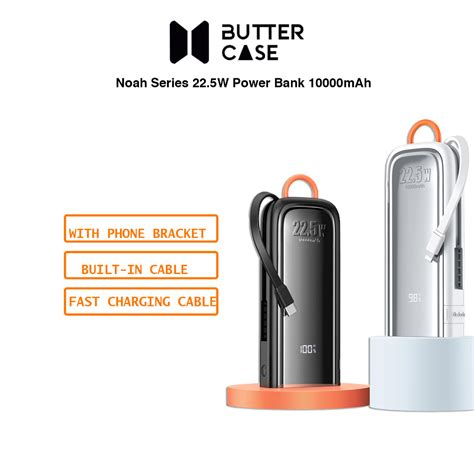 Noah Series 22 5W Power Bank 10000mAh With Built In Fast Charging Cable