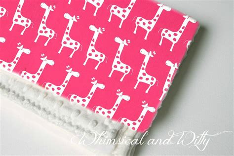 Hot Pink Giraffe With Ivory Minky Baby By Whimsicalandwitty