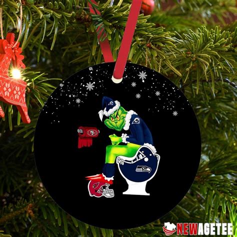 Santa Grinch Los Angeles Rams Toilet Christmas Ornament