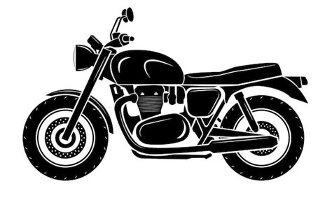 Ilustración de motocicleta clásica en blanco y negro Vector Premium