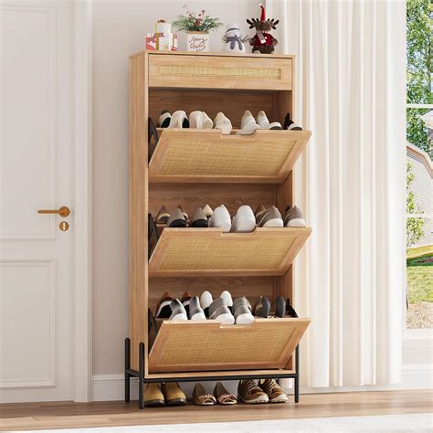 Amazon Gaomon Shoe Cabinet With Flip Drawers Farmhouse