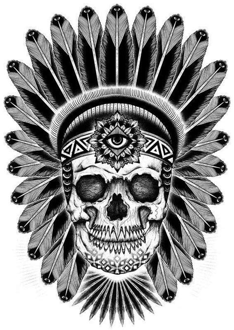 Native American Sugar Skull Drawing